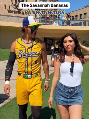Who had the best runway walk?🍌💙 @thesavbananas @Petco Park Events @Kyle “KJ” Jackson @Jackson Olson @Kyle.luigs  #savannahbananas #runwaywalk #jacksonolson #kjjackson #kyleluigs 
