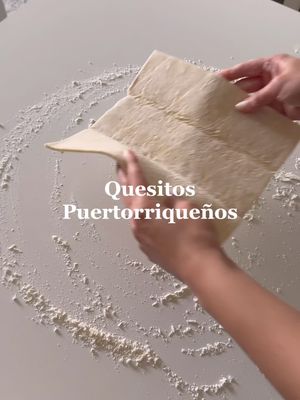 Recipe ⬇️🇵🇷 4 oz cream cheese  Puff pastry sheet  1 egg + 1 tbsp water(egg wash) 2 tbsp powdered sugar  Splash vanilla  Sugar  Once you form them, egg wash on top and sprinkle sugar. Bake 400F for 15-18 minutes or until golden brown. Once you get them out of the oven, brush them with corn syrup or simple syrup. #puertorico🇵🇷 #puertorico #quesitos #quesitospuertorriqueños #puertorican 