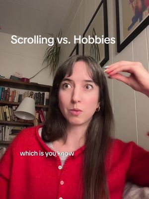 Very on brand to be wearing a hand knit sweater while talking about hobbies.  #socialmediamanager #hobbies #scrolling #neuroscience #socialmediamarketing 