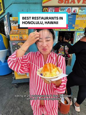 best restaurants in Honolulu, Hawaii 🌺 🍡🍧 - eating at 25 restaurants in 5 DAYS while 30 weeks pregnant on our babymoon 🤪 pray for my hubs as he’s hanging on for dear life for all my pregnancy cravings #honoluluhawaii #honolulu | best food in Oahu | best restaurants in Honolulu Hawaii | best shaved ice in Hawaii | baby moon in Hawaii 