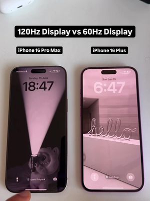 Do you notice the difference? Also reports are saying that we could see ProMotion/120Hz displays on every iPhone 17 model! Yes, this includes the base iPhone 17 model! What are your thoughts on this? Share it with us in the comments! #iphone17 #promotiondisplay #iphone17pro #iphonedisplay #120hzdisplay 