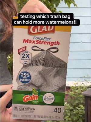 which trash bag survives the watermelon strength test?  #glad #trashbags #dontgetmadgetglad 
