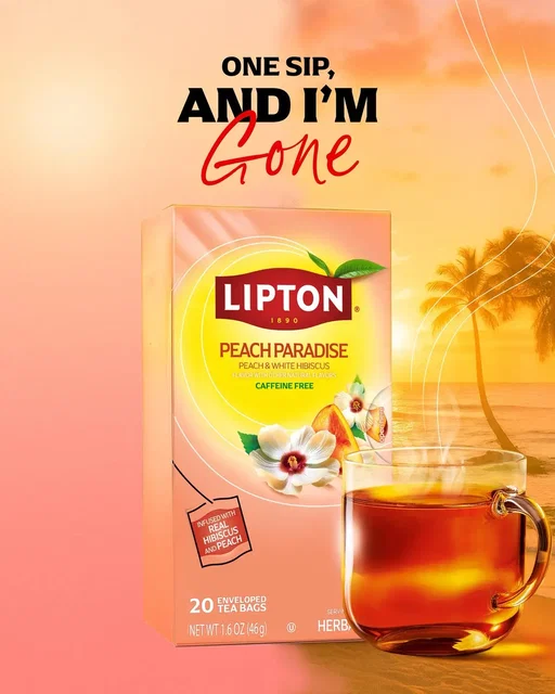 Sip Peach Paradise 🍑 and let juicy peach and white hibiscus transport you to somewhere blissfully new ✨ #LiptonTea #MeTimeSips #OneSipAndImGone