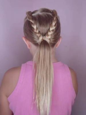 Cutest braided hairstyle for school 💜🩷 #hairstyle #HairTutorial #EasyHairstyle 