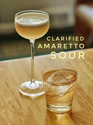 Have you ever shaken a clarified cocktail? You can make a sours without the egg white. It’s pretty cool.  This Amaretto sour is from Grand Army Brooklyn - I just clarified their version. I like it. 2 cups Amaretto  1 cup Lemon Juice 1/4 cup Campari 3/4 cup Milk If yours doesn’t come out like mine, then you didn’t do what I did 🤷 - I always show everything I do, step by step. The straining is the most important part, swapping containers at the right time and not too soon. You guys do great, I am always impressed.