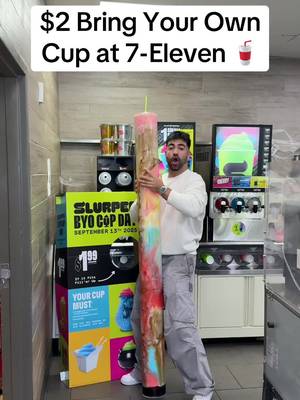 I post 🔥 food deals. Follow for more! 7-Eleven has $2 bring your own Slurpee cup on Sept 13 🥤#7eleven #fastfood #slurpee