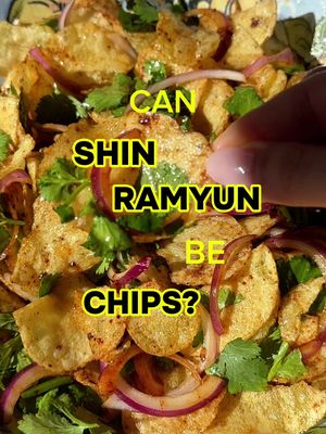 SHIN RAMYUN CHIPS 🍟🍜 the only way om eating chips right now. All you’ll need is a packet of shin ramyun seasoning, oil, coriander, red onion & lime… but add whatever you fancy with your chips. It’s giving ✨spicy, fresh, so extra✨ Save this, Try this, You’re Welcome xx  #shinramyun #chips #crisps #hack #fypp 