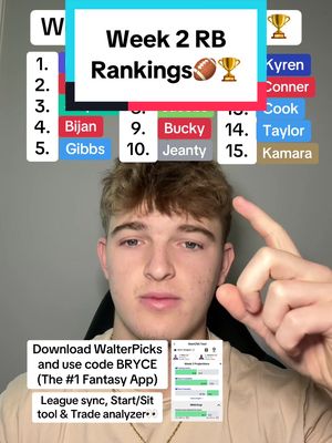 Week 2 Running Back Rankings🏈🏆 #fantasyfootball #fantasycontent #fantasyrbs #rbrankings #titanswalterpicks