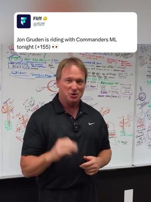 Gruden’s rocking with the underdog tonight. You riding with him or fading? 🧐 #nfl #packers #commanders 