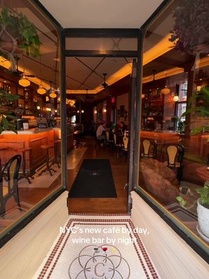NYC’s new café by day, wine bar by night ☕🍷✨ Just opened in the West Village from the team behind The Consulate, this dreamy spot blends old-world charm with modern polish. By day it’s a chic European-style café serving espresso & pastries; by night it glows under warm pendants and turns into an intimate wine bar with paninis, cheese & charcuterie boards. Perfect for a slow morning cappuccino or a cozy glass of red after work. Overall ratings: 🗝️ Decor: 10/10 🛎️ Service: 10/10 ☕️ Coffee: 7/10 📍 The C Café 🗺️ 552 Hudson St, New York, NY 10014 💸 Coffee $4.25–$7.75 | Wine $17–30 | Food $3.50–$16 | Caviar $65 . . #nyc #westvillagenyc #nyccafe #winebar #newyorkcity 