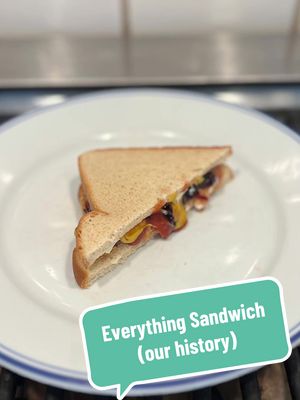 Everything Sandwich (our history) on Sandwiches of History⁣  For this week’s sandwich of “our history” we’re getting back to childhood. Not mine but Nicholas  who sent in the recipe for today’s Everything Sandwich. I am reasonably sure you’re not ready for this. Nor the outcome.  #fyp #sandwichesofhistory 