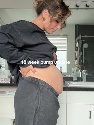 18 weeks growing you 🤍🫶🏻 We find out the gender soon! What vibes are you getting?! Team Girl 💖 or Team Boy 🩵 #18weekspregnant #18weeks #bumpdate #pregnancy 