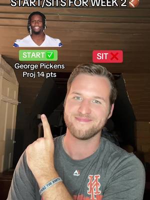 Start/sits for week 2! 🔥🕺 #fyp #nfl #fantasyfootball 