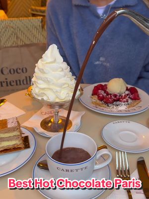 Trying what people say is the best hot chocolate in Paris!  📍Carette  #paris #hotchocolate #chocolate #parishotchocolate #whippedcream 