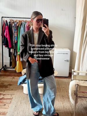 The difference in quality is staggering… I have bought Armani, Valentino, Ralph Lauren silk and wool blazers for under $200. Get them tailored if you need (I will have someone shorten sleeves, hem, or take in the back) - it’s still more affordable, and it’s sustainable.  This one is from my favourite Vancouver vintage @gathertheshop who has the best vintage blazers in the city. 