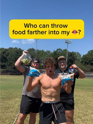 Who can throw food farther into 👄? 🏈😂 #sports #game #trickshot #funny #catch  @JakeAjemian30 @Speed @stuffedpuffs  