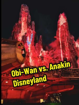 🔥The Prequels at Disneyland! Obi-wan vs. Anakin at Galaxy’s Edge nighttime show.  #disneyland #starwars #revengeofthesith #anakinskywalker #obiwan 