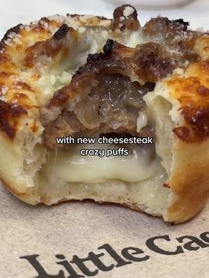 he’s serving Cheesesteak Crazy Puffs 