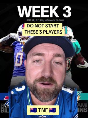 3 fantasy sits for Thursday Night Football. Bills walk all over Miami. #bills #dolphins #joshallen #tyreekhill #fantasyfootball 