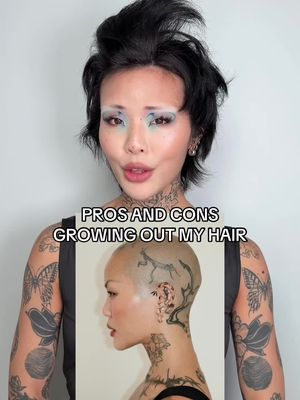 Pros and cons of growing out my hair 💇‍♀️ #avantgardemakeup #hairgrowth #hairjourney 