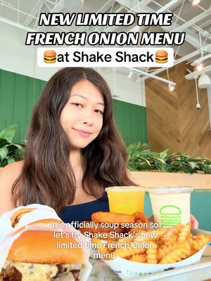 🧅SHAKE SHACK’S NEW LIMITED TIME ITEMS🧅— Its soup season and @SHAKE SHACK put its own spin on it with its new limited time French Onion menu! I tried their new menu items which includes: 🍔French Onion Soup Burger - angus beef patty with gruyere cheese, caramelized sweet onions, & roasted garlic parmesan aioli on a toasted potato bun 🍔French Onion ‘Shroom Burger - Crisp fried Portobello mushroom filled with melted Muenster & cheddar cheese, with caramelized onions & roasted garlic parmesan aioli on a toasted potato bun 🍔French Onion Shack Stack - angus beef patty with gruyere cheese, a ‘Shroom burger, caramelized onions, & roasted garlic parmesan aioli on a toasted potato bun 🍟Parmesan Garlic Fries 🧅Onion Rings 📌Available at all Shake Shack locations! 📲Send this to someone you’d go with! 🍔Follow @thebostonfoodie for more #ShakeShackPartner #shakeshack #bostonfoodies #sachaeats #burgerlover 
