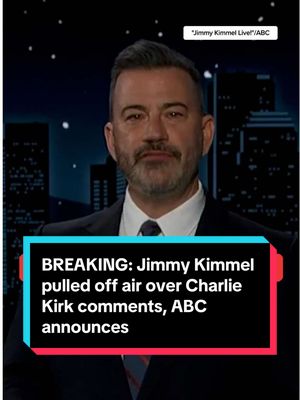 Jimmy Kimmel’s late-night show, "Jimmy Kimmel Live!" will be taken off air “indefinitely” after remarks he made about the killing of conservative influencer Charlie Kirk, ABC announced. @Ari Melber 📺 🎤 reports on The Beat. Click the link to read more. #politics #jimmykimmel