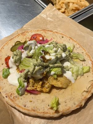 our twist on a Mediterranean classic 🤤 #cava #pita #shawarma #chickenshawarma 