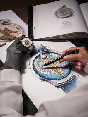 A mariage of tradition and modernity To create the Métiers d’Art – Tribute to the Quest of Time timepiece, a variety of highly specialised artistic crafts were brought together in a deft marriage of traditional and modern techniques. As a first example, the dial is constructed from two layers of sapphire crystal with the blue gradient effect and the 1755 sky chart being created by metallisation. Another example is the spherical precision 3D moon, which is made of titanium, with one side finished with a golden PVD treatment and the ‘dark’ side finished with a deep blue PVD treatment. The artistic approach to the Métiers d’Art – Tribute to the Quest of Time watch highlights Vacheron Constantin’s commitment to the preservation and evolution of centuries-old handcrafts, complemented by the exploration of modern decorative techniques. #VacheronConstantin #TheQuest #VC270