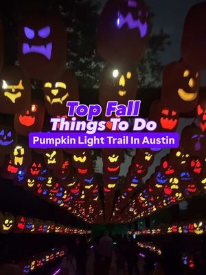 🎃✨ Best Things to Do in Austin this Fall  @Pumpkin Nights Light Trail at Pioneer Farms open now through Nov 1st! 🍂 Stroll a half-mile trail filled with 10 immersive pumpkin lands and over 7,500 hand-carved & custom pumpkins. We spent about an hour on the trail and 20 minutes at the fire show. It’s magical, family-friendly, and perfect for little ones (not too spooky 👻). ⭐ Don’t miss: seesaws, a sandpit treasure dig, and the grand finale at Pumpkin Village—complete with a live fire show, food, games, and festive shopping. 🎟️ Tickets Weekdays: Adults $22–26 | Kids $16–18 Weekends: Adults $32–36 | Kids $22–26 (Parking $10 on-site | Advance tickets recommended) 📍 Pioneer Farms 10621 Pioneer Farms Dr, Austin, TX #halloween2025 #pumpkinnights #pumpkinfest #austintx  #austinthingstodo  