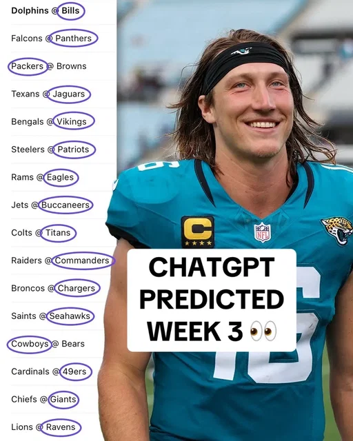 We asked ChatGPT to predict Week 3… 