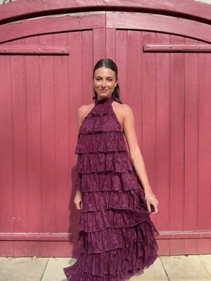 Draped in cherry lace with an open back and cascading frills, the Zoella Maxi is your perfect companion from ‘I do’ to the dance floor 🍒👏 #petalandpup #weddingguest #weddingguestdress #fallwedding #weddingseason #fallweddingguest