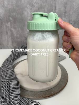 for my dairy free girlies🥥 Homemade Coconut Creamer Ingredients: 1 can coconut milk 1 can coconut cream 1 can sweetened condensed coconut milk 1 teaspoon vanilla bean paste ¼ teaspoon salt  Instructions To a blender, add the coconut milk, coconut cream, sweetened condensed coconut milk, vanilla, and salt. Blend until everything is smooth and well combined. Pour into a mason jar or airtight container with a lid. Store in the refrigerator for up to two weeks. Shake well before each use, as natural separation may occur.