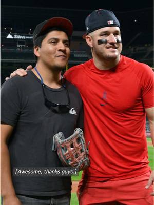 Alberto, the fan who caught @Mike Trout’s 400th career homer, gave the superstar his milestone baseball. His one request? To play catch. 🥹 | #MLB #angels #baseball #miketrout  