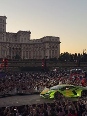 When the Gumball 3000 Rally pulls up in Bucharest for the craziest light show at the Palace of Parliament 🔥  #fyp #sidemen #gumball3000 #xixvodka 