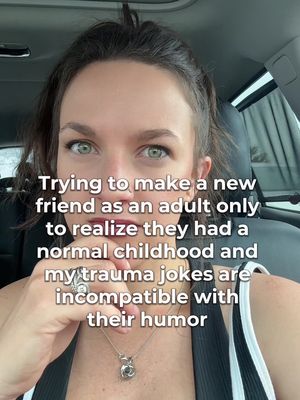 Making friends as an adult is hard enough… but try explaining why all your jokes sound like a cry for help. 💀☕ Sometimes normal childhoods and trauma humor just aren’t compatible. #traumahealing #darkhumourandjokes #HealingJourney 