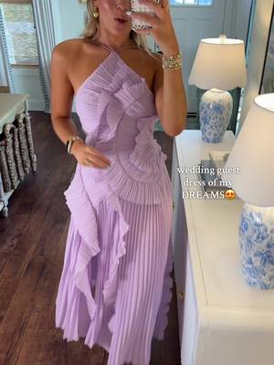 SO elegant and classy! The quality is an absolute 10/10- and it's GORGEOUS in the sunlight😍 so excited to wear this to the wedding!! Wearing size M- it fits more like a small in the waist!  #weddingguestdress #lookforless #boujeeonabudget #weddingguest #formaldress 