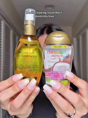 #OGXPartner using the Damage Remedy + Coconut Miracle Oil Penetrating Oil before shampoo and the Renewing + Argan Oil of Morocco Weightless Healing Dry Oil Lightweight Hair Oil Mist after washing is my porosity hack for soft, frizz-free, healthy-looking hair. Each oil has its own job, but together they give me that glossy finish. ✨✨ @OGX Beauty #OGXHairOilHacks  