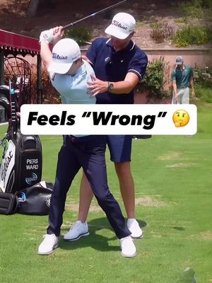 "Feel V's "Real". We had to work hard on this exaggeration with Chris to get him more inside in the down swing. #golfswing #golftips