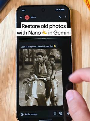 Magic in just a few taps on #Pixel10 ✨✨ Restore your old photos with Nano Banana on Gemini--and bring your vision to life using video generation. It's that easy.