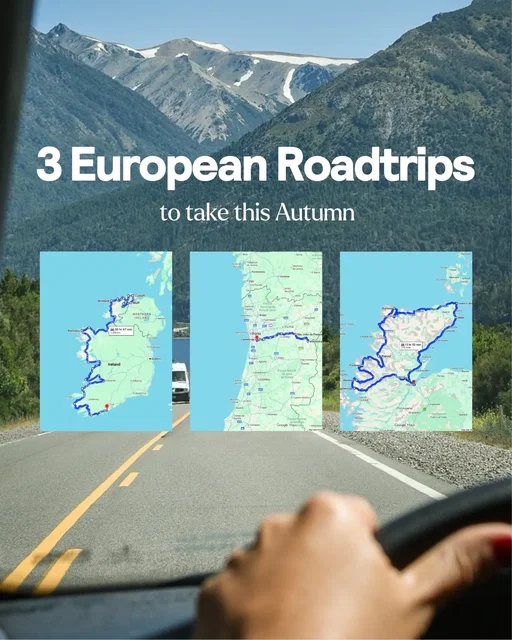 We can’t think of a better time than autumn to hit the road, blast our favourite tunes, and soak up some breathtaking scenery. Here are our top destinations for the season: 🇮🇪Wild Atlantic Way, Ireland Wander along dramatic coastlines, spot stunning wildlife, and settle into cosy pubs with a Guinness in hand. 🇵🇹N222, Portugal Stroll through picture perfect towns, catch unforgettable sunsets, and sip a wine or two. Just remember, never drink and drive. 🏴󠁧󠁢󠁳󠁣󠁴󠁿NC500, Scotland Discover Scotland at its best. Recreate your own Outlander moments in the Highlands, explore historic castles, and tuck into proper fish and chips. #RoadTrip #EuropeTravel #Ireland #Portugal #Scotland 