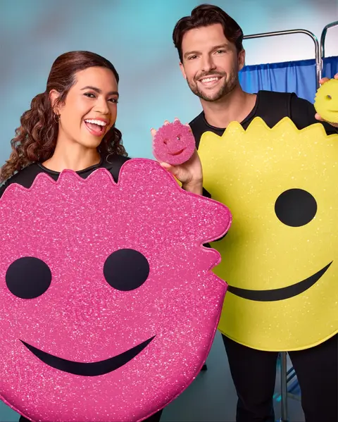 Scare away all the dirty dishes this Halloween with @Spirit Halloween Scrub Daddy and Mommy costumes! Shop now only at spirithalloween.com  #scrubdaddy 