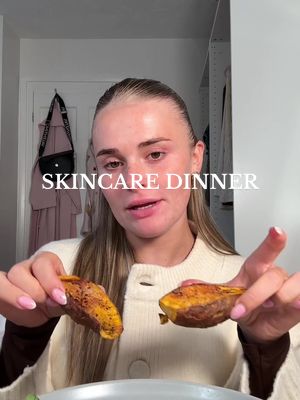 Skincare dinner 🍠🥬🥑🍣 come back for pt 2! Ib @Dani #fyp #skincare #dishupdinnerwithme #plateupwithme #eatingskincare 