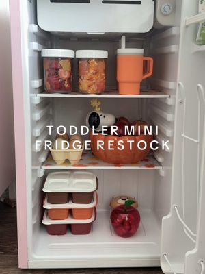 Restock my daughter’s mini fridge with me 🍁🍎🎃🧡 Most things can be found in my amazon storefront under ‘mini fridge’ 🤍 #mini #snacks #asmr #aesthetic #fall 