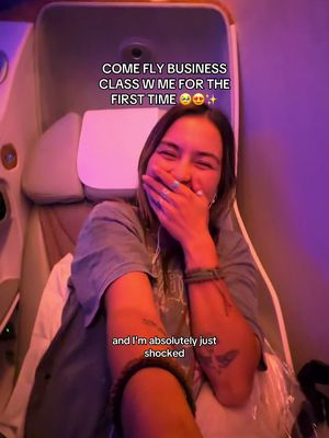 when you girl boss too hard and get sent BUSINESS CLASS 🇫🇷 MY FIRST TIME EVER 🥹#businessclass #emirates #travel  