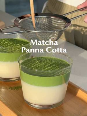 We came across @Mint and the Matcha 🍵🌿’s matcha panna cotta recipe and we knew we have to whip up one on our own today 🫶🏻 Silky, creamy, and just the right touch of earthy sweetness ✨ This matcha panna cotta is the kind of dessert that looks fancy but is secretly so easy to make at home. Perfect for dinner parties… or just treating yourself 💚 Here’s how you can make it: Ingredients 4 tsp matcha powder for matcha mixture (sifted) 20ml water for matcha mixture 120ml thickened cream 240g hot milk 25g sugar 5g gelatin powder 1 tsp vanilla essence Recipe 1. In a small cup, bloom gelatin with cold water. Let sit for 5 minutes. 2. In a bowl, mix sugar, vanilla essence and hot milk. Add bloomed gelatin and mix till dissolved. 3. Stir in the bloomed gelatin until fully dissolved. 4. Pour into small glasses. Chill for 2 hours, or until set. 5. In a chawan, whisk sifted matcha and water into a thick paste. 6. Combine matcha paste and thickened cream to make matcha cream and pour over panna cotta. 7. Dust some matcha over the top before serving. #matchatok #matcha #pannacotta #matchadessert 