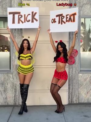 Which costume would you rock? 🐝🐞 🔎 Bewitched Bumblebee 4 Piece Costume Set ⁠ 🔎 Lustrous Ladybug 6 Piece Costume Set ⁠ #NovaBabe #FashionNova #Costume #HalloweenLooks