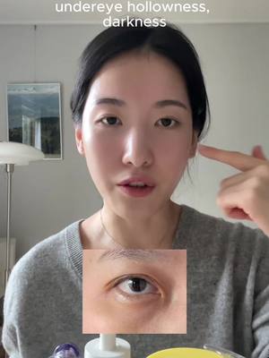 product recs for undereye hollowness, darkness, collagen production and plumping effect product mentioned: - goodal green tangerine eye patch - skin1004 matrixyl 10 boosting shot ampoule - numbuzin no.9 eye cream #skintok #undereye #eyecream #volufiline #koreanskincare 