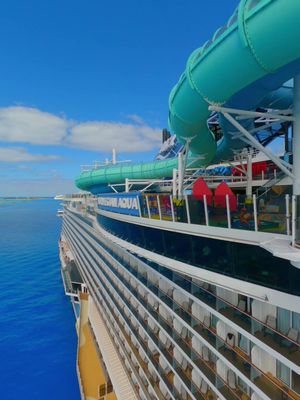 Decked out 😎 #CruiseNorwegian #nclaqua #norwegianaqua #norwegiancruiseline #ncl #cruise #cruising #vacation #vacationplanning #bucketlist #adventure #vacay #vacaymode #slides #waterslide #slidecoaster #minigolf #pickleball #ship #cruiseship