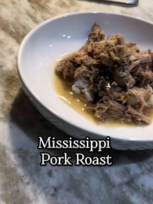 🍽️ Mississippi Pork Roast 🤍 The easiest comfort food you’ll ever make — tender pork that falls apart with flavor! 👉 All you need: Whole pork loin • Ranch packet • Au Jus packet • Beef broth (1 ½–2 cups) • ½ jar pepperoncinis + juice • Stick of butter • Mushrooms • Seasoning blend (onions/peppers/celery) • Season to taste with salt, pepper, garlic & onion powder, Tony’s Cajun 🌶️ Slow cook on LOW 8 hrs / HIGH 4 hrs ⏲️ … shred & serve over rice, potatoes, or noodles. ✨ So simple. So juicy. So dang good. 📌 Save this recipe & tag me if you try it!