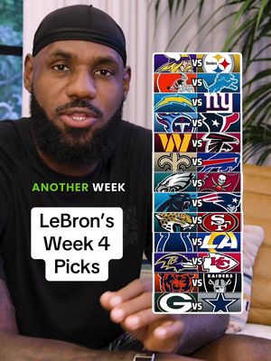 Who is LeBron riding with for Week 4? We’ve got his full slate of picks for y’all 🤝 #foryoupage #lebronjames #lebron #nfl #nflweek4